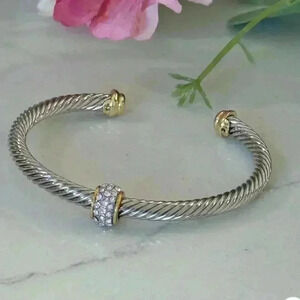 MULTI RHINESTONE SILVERCUFF BRACELET